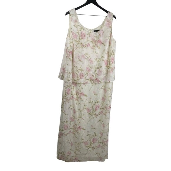 Ursula of Switzerland Dress White 18W Sleeveless Maxi Flora Romantic MOTB Whimsy - Picture 1 of 14